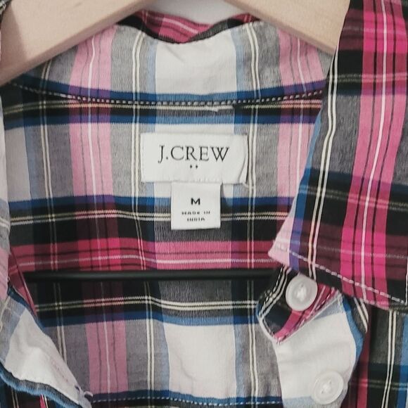 J.Crew Factory Plaid Cotton Poplin Shirt in Signature Fit Size Medium - Picture 5 of 7